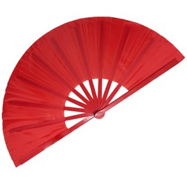 dmjuncong 13inch Large Folding Hand Rave Fan,Clack Handheld Popping Fan Clacking Fans for Line Dancing,Music Festivals,Carnival,Wedding,Home Decoration and Cooling in Various Occasions. (Red)