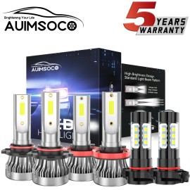 AUIMSOCO For Chevy Silverado 1500 2500 HD 2007-2015 6000K LED Headlights Fog Lights Bulbs