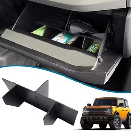 Compatible with Ford Bronco U725 2021 2022 2023 2024 2/4-Door (Not fit bronco sport) Multifunctional Passenger Side Storage Dividers Organizer Storage Insert Tray Glove Box Storage Box Container Cover