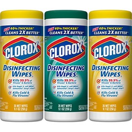 Clorox Disinfecting Antibacterial Wipes Value Pack, Crisp Lemon and Fresh Scent - 35 Count Each (Pack of 3)