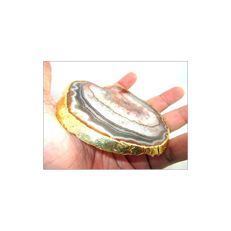 Jet International Gold Plated Agate Slice Coaster Single (1) Piece