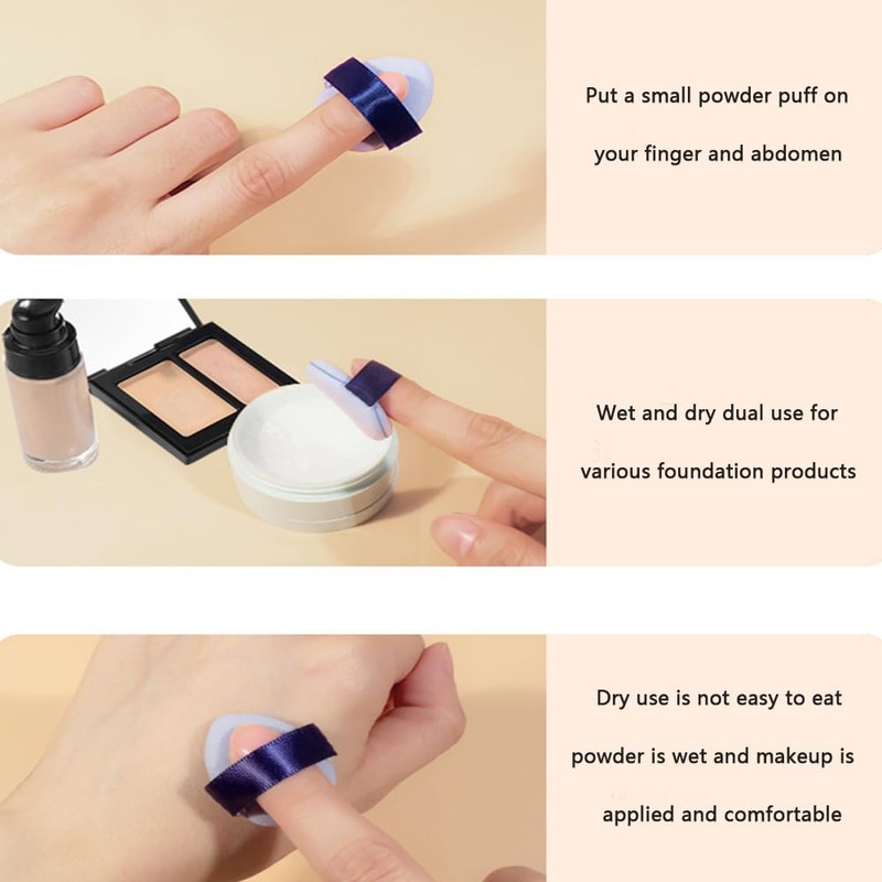 2 Pieces Finger Powder Puffs Makeup Sponge Mini Powder Puff