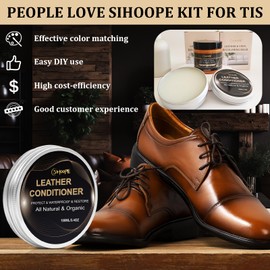 SIHOOPE 8.8oz Leather Recoloring Balm with 100ml Mink Oil,White Leather Repair Kit for Furniture,Leather Repair Cream,Leather Scratch Repair for Car Interior,Leather Conditioner for Couch