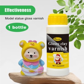 Samven 60ml Air Dry Clay Glaze, High Luster Finish, Scratch Resistant, Waterproof, Prevent Cracking for Clay, Ceramic, Plaster, Wood (Gloss)