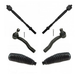 TRQ Front Steering Kit Steering Rack & Pinion Bellow Tie Rod Compatible with 2003-2008 Toyota Corolla