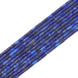 BEADIA Natural Lapis Lazuli Tube Beads Cylinder 2x4mm 38cm/Strand Stone Beads for Jewelry Making