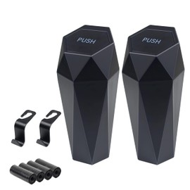 2Pcs Car Trash Can with Lid, Garbage Bin for Women, Cute Interior Accessories for Seat Cup Holder, Organization Car Must Have Essentials Mini Trash Can with Garbage Bag