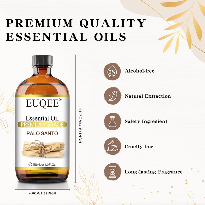 EUQEE Palo Santo Essential Oil 118mL Pure Palo Santo Oil