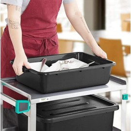 TrueCraftware- 20-1/2" x 15-1/2" x 5" Utility Kitchen Bus Box/Tub/Bin with Handles Black Color- Heavy Duty Plastic Restaurant Tub/Dish Washing Box Wash Basin Tub for Kitchen Organization