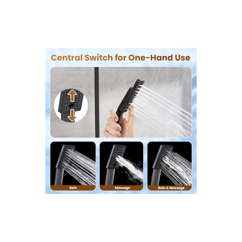 BRIGHT SHOWERS Rain Shower Head with Handheld Spray, 8 Inch