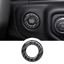 RUIANTE Compatible with Carbon Fiber Center Console Engine Start Stop Button Ring Trim Sticker Interior Accessories for Jeep Wrangler JL JLU 2018 2019 2020 2021 (1Pcs Black)