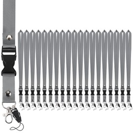 Segus Lanyard with Carabiner, Pack of 20 Long Lanyards, Lanyards with Carabiner, Stable Key Chain Strap for ID Holder, Plastic Cards (Dark Grey)
