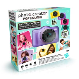 C Toys Digital Camera for Kids Dual Lens - Compact Mini Camera Purple with Selfie Mode for 8 Years - 32 Megapixels, LCD Display, 20 Frames and 5 Filters, SD Card 4GB Included