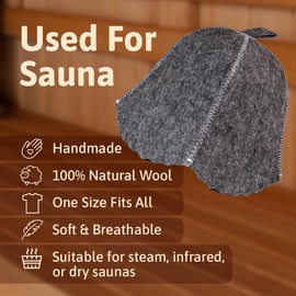ASKOLD 2 pcs Sauna Hats Grey Felt Sauna Cap for Women and Men Banya Hat Finnish