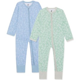 1 & 2-Pack Toddler & Baby Sleepsuits for Boys & Girls | 100% Organic Cotton, Super Soft Baby Sleepwear | Full Zip Sleepsuits with Easy Accessibility | Stretch Fit, Footless Sleepsuits