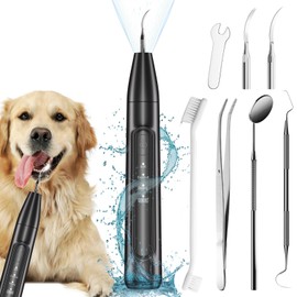 Ganciu Dog Tooth Plaque Remover, 3 Modes Low Noise Sonic Dog Tooth Cleaning Kit with LED Light for Tartar and Stains, Teeth Cleaning Kit for Pet Dental Care, Black