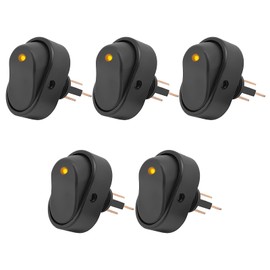 DXNQ 5 PCS LED Rocker Switch, 12V to 24V Toggle Rocker Round Dot Lighted Switch, SPST 3 Pin On Off Toggle Switch with LED Light for Car Truck SUV Marine Boat, Car Accessories (Yellow)