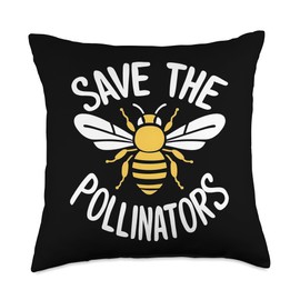 Bee Pollinator Garden Wildlife Flowers Bee Throw Pillow