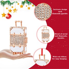 WhatSign Suitcase Christmas Ornament - Metal Travel Ornaments for Christmas Tree Decorations Rolling Suitcase Christmas Tree Keepsake Ornaments for Women Girls Daughter