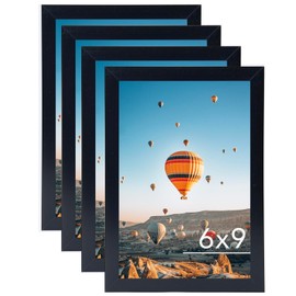 JCJMY 6x9 Picture Frame Set of 4 Black for Wall Hanging or Tabletop- Wall Mounting Horizontally or Vertically, 6 x 9 Wall Gallery Poster Photo Frames for 6 by 9 Photo,4 Pack, Black