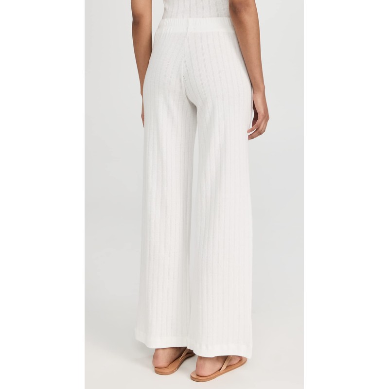 Leset Women's Pointelle Pants, White, M