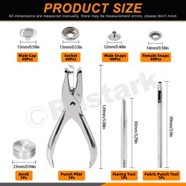 Rustark 40 Sets 160Pcs Stainless Steel Marine Grade Snap Fasteners Kit with 4Pcs Setting Tool, 15mm Snap Buttons Heavy Duty Press Stud Cap with Pliers for Canvas Boat Cover