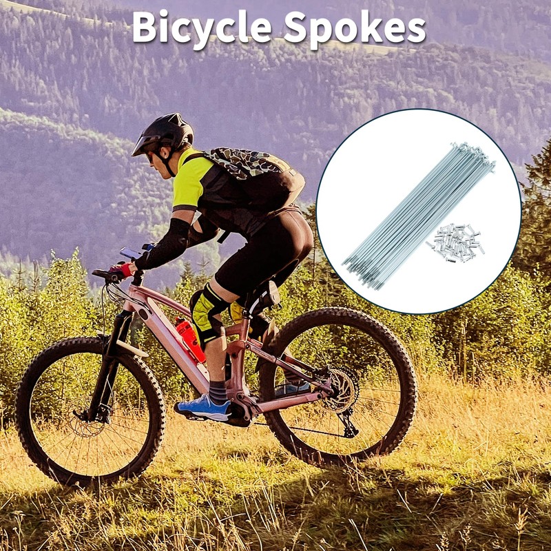 TUCKBOLD Bicycle Spokes Bicycle Wheel Spokes Silver Tone Nipple 1