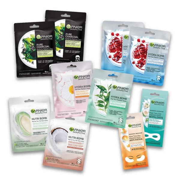 Garnier Garnier Maschera in Tessuto HydraBomb, 10 Maschere in Tessuto,