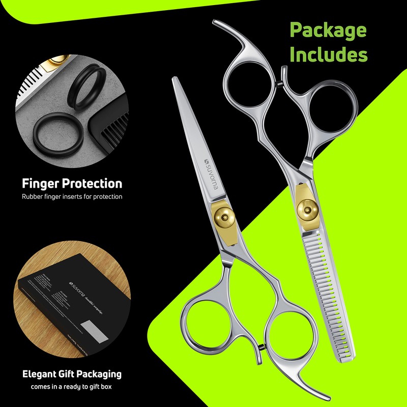 Suvorna Professional Barber Scissors Set - 5.5" Hairdressing & Thinning