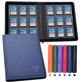 Vrsanok Top Loader Binder 9 Pocket,Holds 324 Top Loaders,Toploaders Binder 9 Pocket for 3" x 4"Rigid Cards,Double Sided Card Binder Abulm in 3"x4"Toploaders for Trading Cards