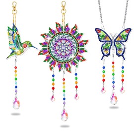 GOZINA Diamond Painting Children's Craft Set Gift, Diamond Painting Pendant for Girls 5 6 7 8 9 10 11 12 Years, Sun Catcher Craft Sets Crystals for Hanging, Craft Set Children 5-12 Years