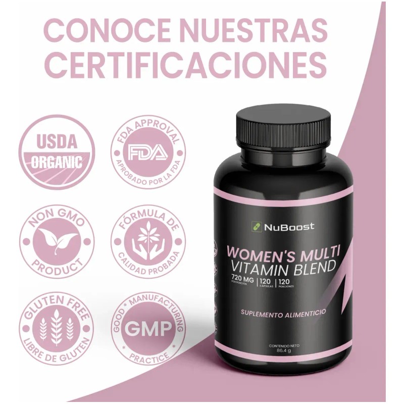 Multivitamínico Mujer 120 Cápsulas Nuboost Vitaminas Sabor Sin sabor