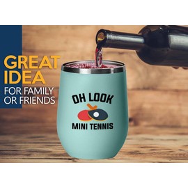 Ping-pong Teal Edition Wine Tumbler 12oz - Oh look - Professional tabletennis court game real tennis real tennis