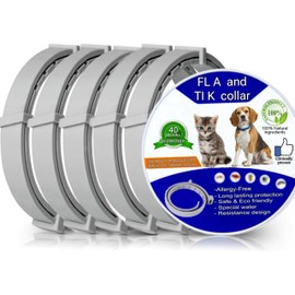 40 Months Dog & Cat Collar, 64cm Adjustable, 5 Packs of 8 Month Collar for All Dogs & Cats Breeds and Sizes - Long Lasting, Flexible, Portable, Waterproof, Safe, Durable Collar for Dogs & Cats