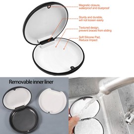 Pack of 2 Braces Box, Portable Tooth Splint Box, Invisible Brace Box for Dentures, Denture Box, Black