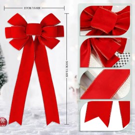 Red Bows Christmas, Christmas Bow, Christmas Red Bow, Christmas Tree Bows, Large Bow, Christmas Tree Decoration Bow for Crafts Christmas Wreath, Christmas Tree Decoration