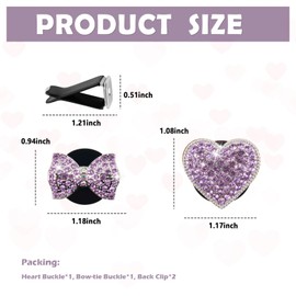 2PCS Bling Car Vent Clips with Bow Tie & Heart Design,Stylish Car Air Vent Clips with Rhinestones for Cars Decorations,Universal Vehicle Accessories Cars Clip for Vents (Purple)