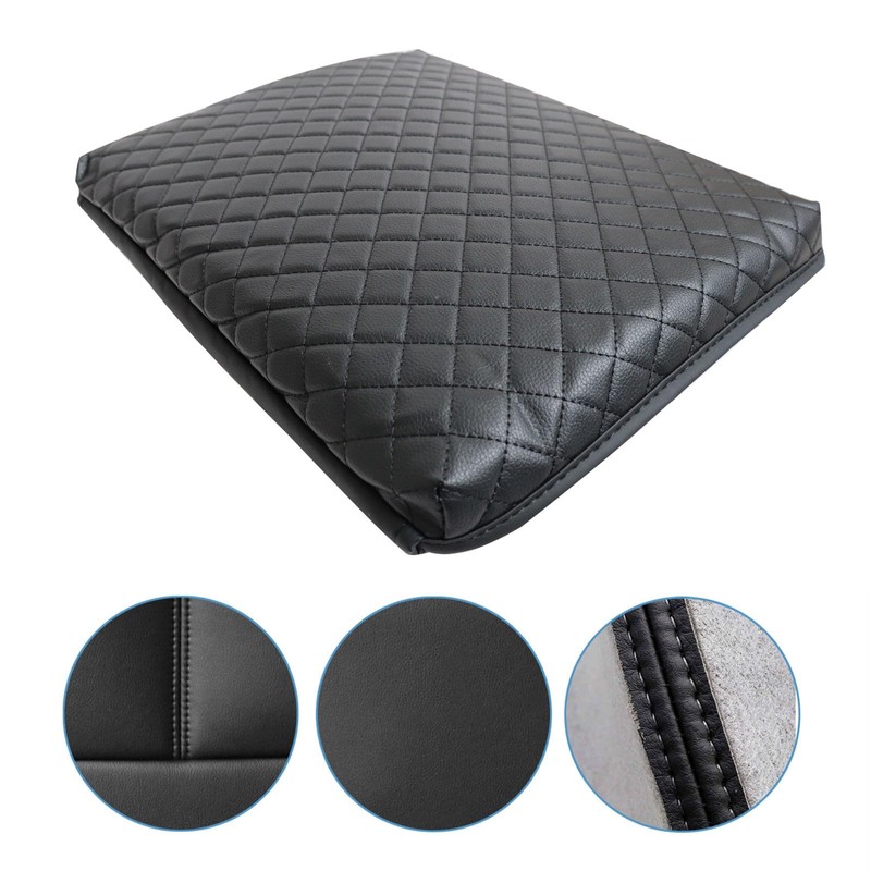GXARTS Leather Center Console Armrest Cover Cushion Pad Black Compatible