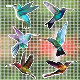 MWOOT 12 Pieces Hummingbird Screen Door Magnets Decorative,Flexible Double Sided Retractable Screen Door Decorative,Bird Magnets,Retractable Screen Door Protect for Pet Bird Strike(6 Styles)