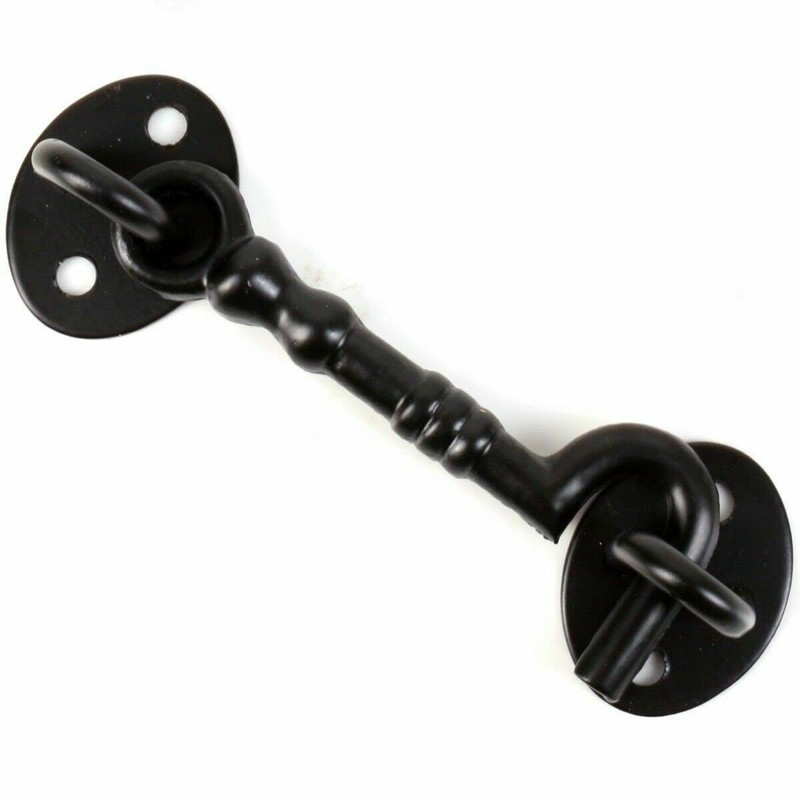 4 Inch Black Cabin Hook & Eye Latch – Traditional