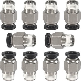 MSAEIQUN 1/4 Air hose fittings, Push to Connect Air fittings Male Straight 1/4 Inch Tube OD x 1/8 NPT Thread Fitting (Pack of 10)