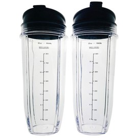 LYTIO Twin-Pack Replacement 32 oz Nutri Ninja Clear Cups with Sip and Seal Lids - 407KKU641