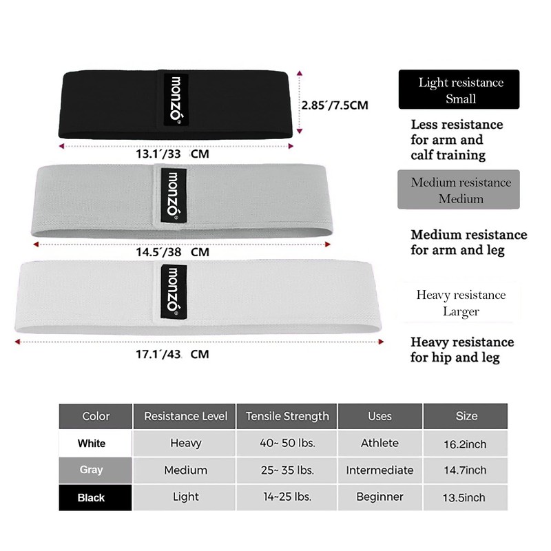 MONZO, 3 Bandas de Resistencia + Cuerda para Saltar, 3