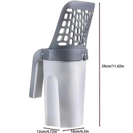 WADY Durable Cat Litter Scoop with Bags, Large Capacity Portable Litter Shovel for Cats,Extra-Strong Cat Poop Scooper for Litter Trays, Convenient Cat Litter Garbage Can for Easy Cleanup (Grey)