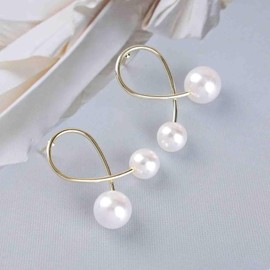 Sttiafay Vintage Pearl Drop Earrings Gold Pearl Stud Earrings Boho Tiny Pearl Earrings Pearl Wedding Earrings Jewelry for Women