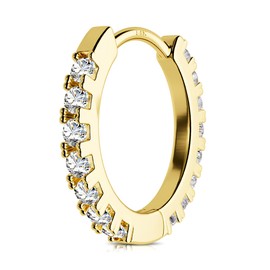 Jewseen 14K Gold Huggie Hoop Earrings 20G Tiny Gold Hoop Earrings Small Endless Hinged Hoops for Earlobe CZ Cartilage Hoop Cartilage Earring Helix Hoop Tragus Earrings for Women Men