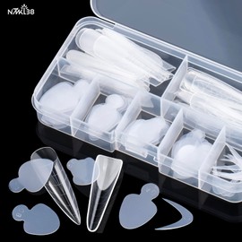 108 piezas de moldes de silicona para uñas dobles, adhesivos de forma francesa, acrílicos, puntas de uñas para acuario, moldes de extensión reutilizables, herramientas de manicura