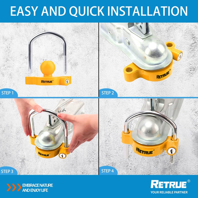 RETRUE Universal Coupler Lock Trailer Locks Ball Hitch Trailer Hitch