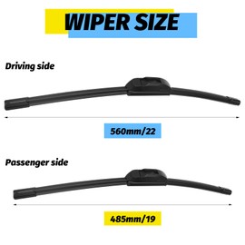 22"+19" Windshield Wiper Blades OEM Quality All Season Windshield Wiper J/U Hook (Set of 2)
