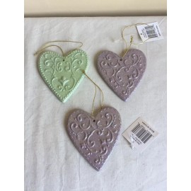 Unbranded Brand New Set Of 3 Brand New Resin Cookie Cutter Heart Christmas Ornaments